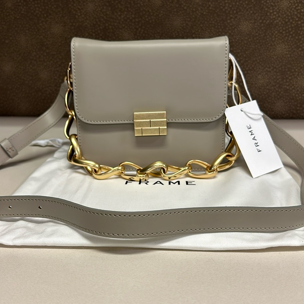 🔥🔥🔥NEW Frame Le Signature Mini Gray Leather Chain Crossbody Bag - Picture 2 of 15